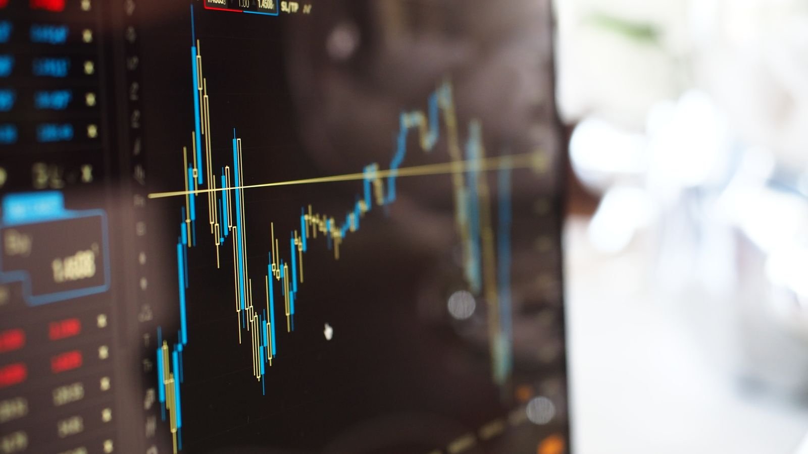 Close-up of a digital screen showing financial trading graphs, representing markets reacting to this week's Fed decision